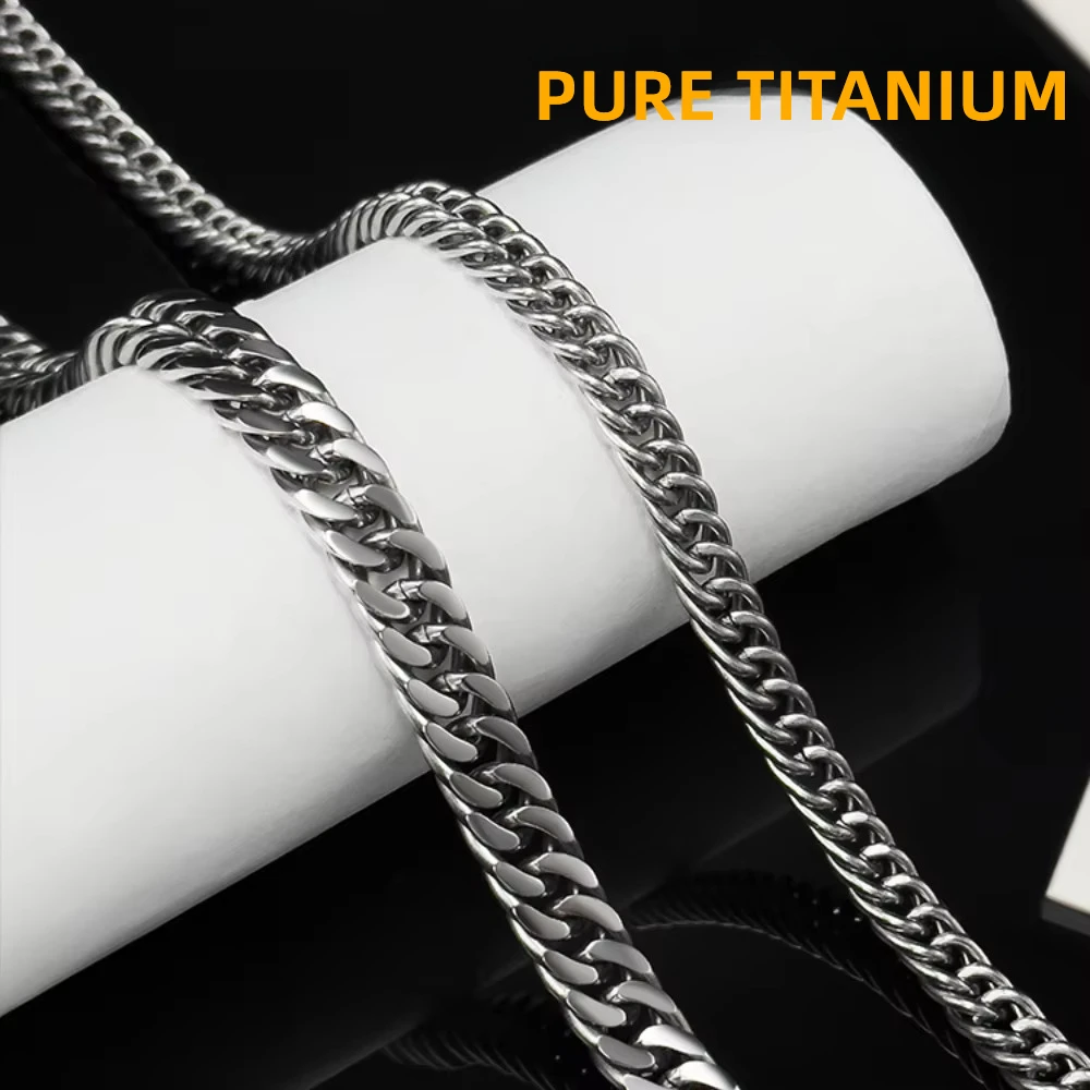 Fashion 9.5mm Pure Titanium Twist Chain Necklace Bracelets for Men Women Anti-Allergic Weave Whip Chain Jewelry Birthday Gifts