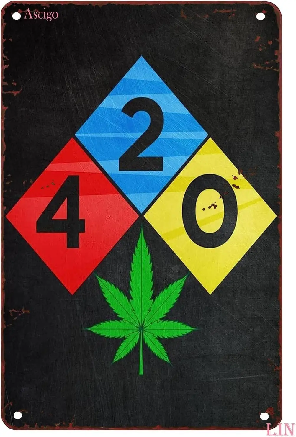 Metal Art Wall Decor for Living Room 420 Metal Tin Sign Vintage Rustic Retro Weed Signs Street Sign for Home Wall Bedroom D sign