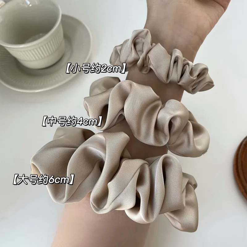 Bandeau en satin lisse et soyeux, texture crémeuse haut de gamme, couleur beige, cravate pour gros intestin, accessoire pour cheveux féminins
