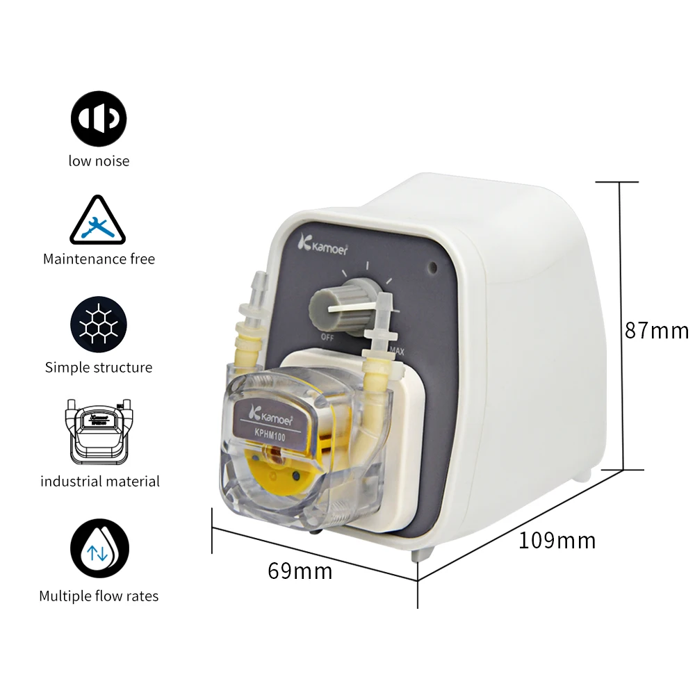 Kamoer KCP-D Adjustable peristaltic Pump 24V dc Low Flow 50-100ml/min Small lab Liquid dosing Pump