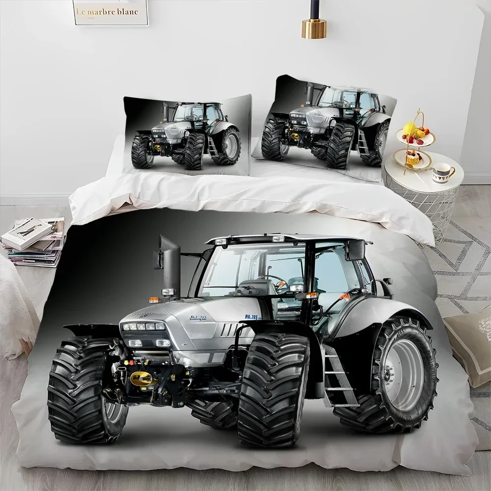 

3D Car Tractor Truck Series Comforter Bedding Set,Duvet Cover Bed Set Quilt Cover Pillowcase,King Queen Size Bedding Set Kids 3D
