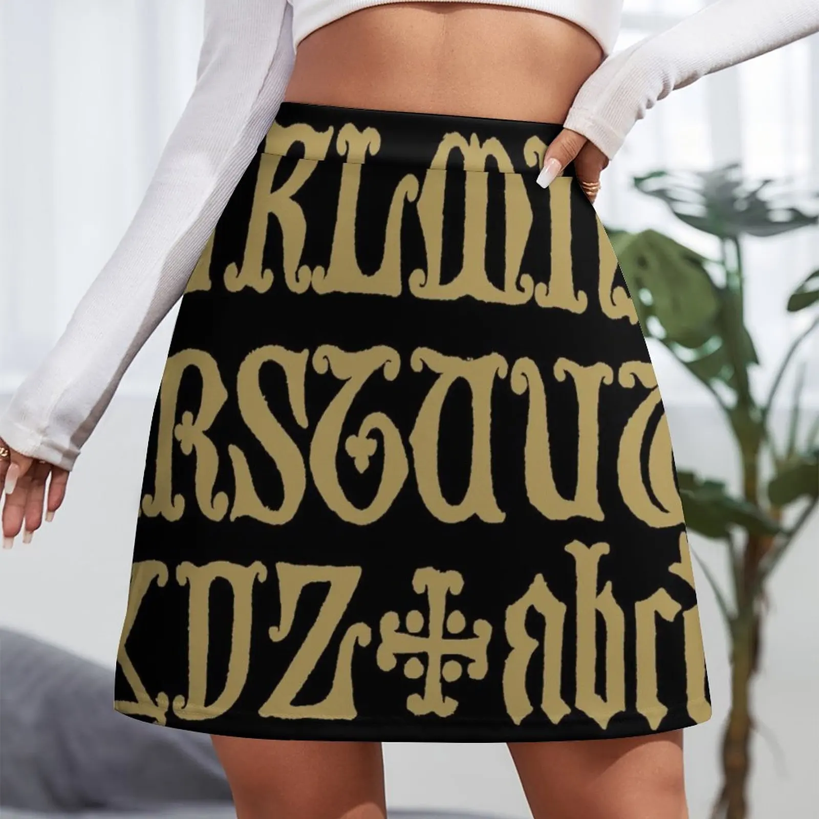 Antique Old English Alphabet Gothic Font Language Medieval Letters Mini Skirt mini skirt for women elegant dresses for women