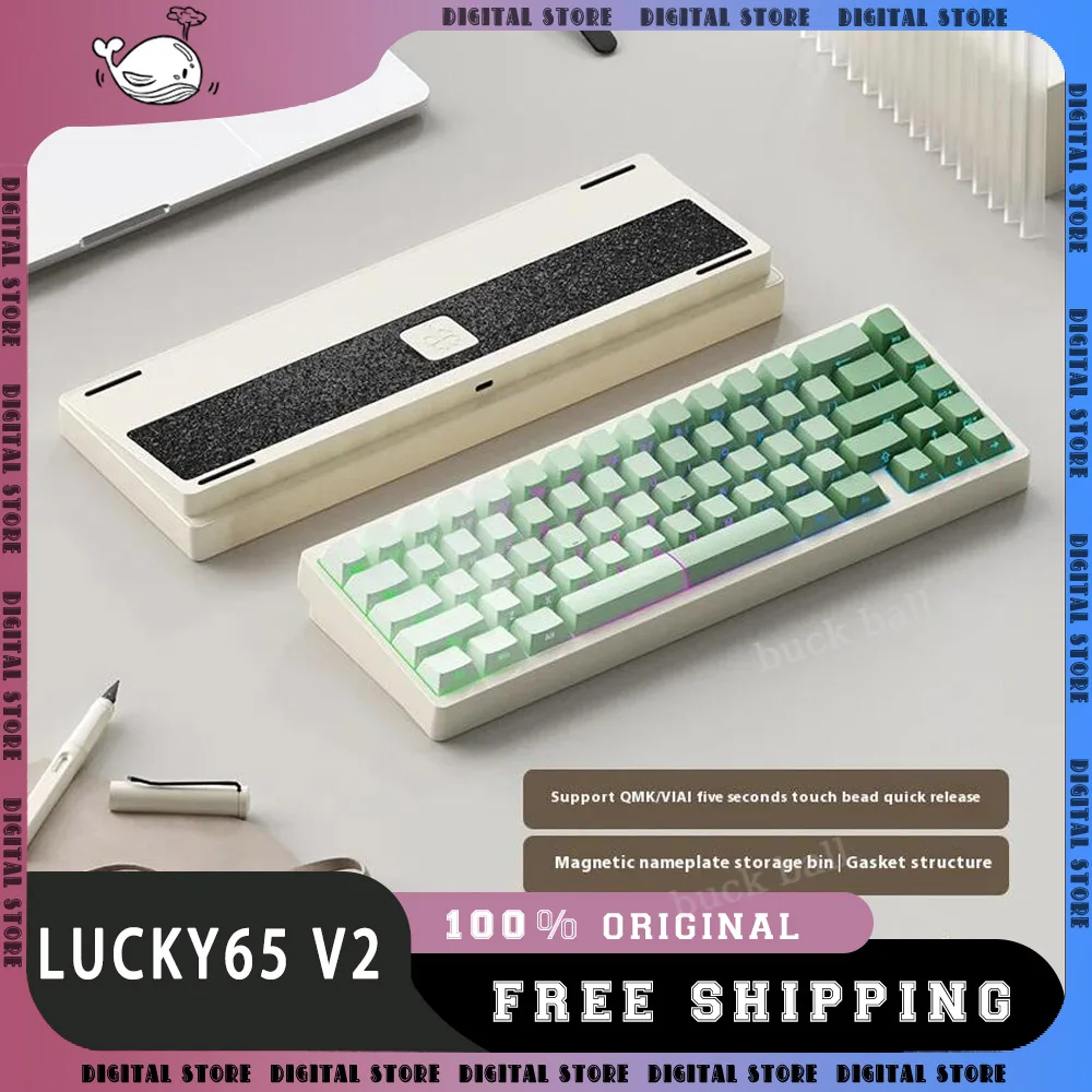 Weikav Lucky65 V2 Keyboard Aluminium Alloy Mechanical Gaming Keyboard 3 Mode Structure Rgb Customs Hotswap Gasket Pc Accessories