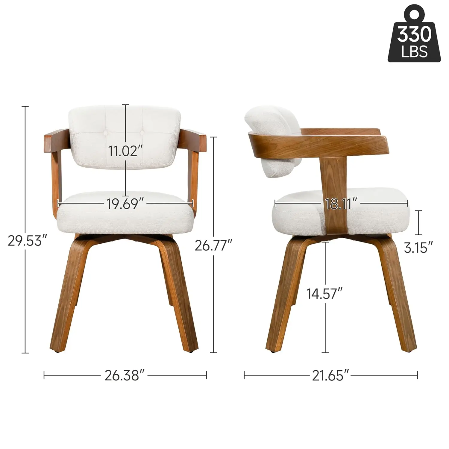 Mid Century Swivel Accent Chair 360° Rotation Armchair for Office Home White, Customized