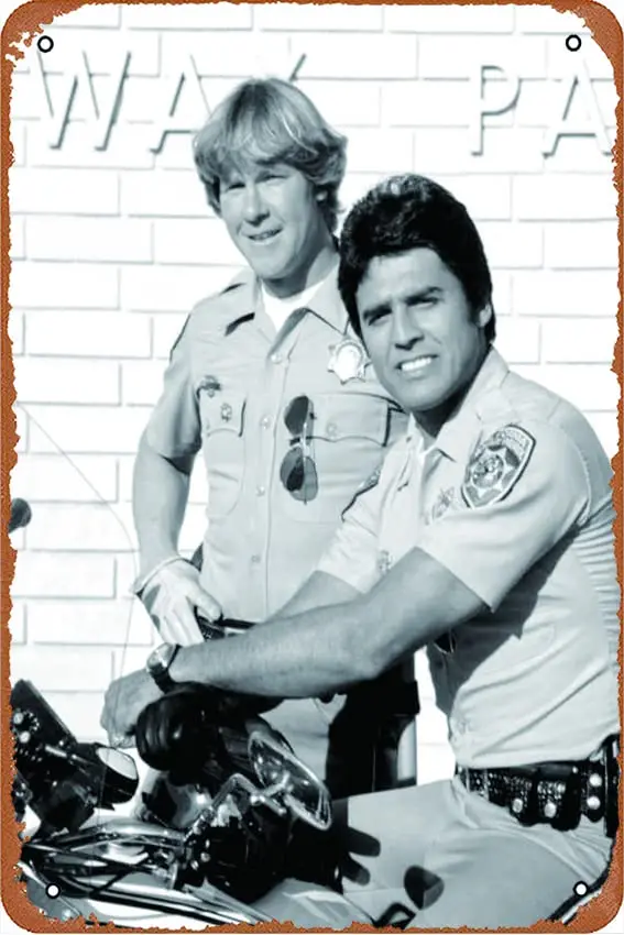 Chips, Larry Wilcox, Erik Estrada Metal Tin Sign Outdoor Indoor Wall Panel Retro Vintage Poster