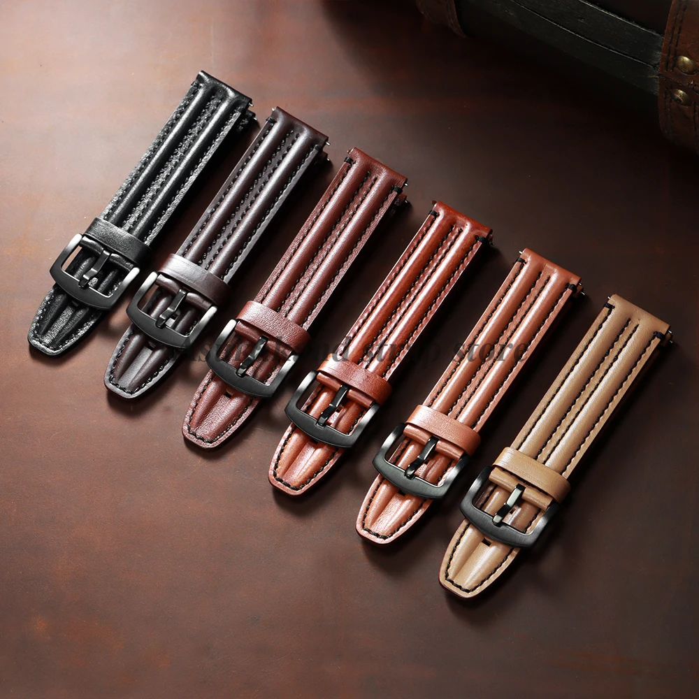 جلد البقر حزام 20 مللي متر 24 مللي متر ل Seiko ل أوميغا 22 مللي متر حزام (استيك) ساعة لهواوي ساعة GT5 الإفراج السريع الرجال ساعة اكسسوارات