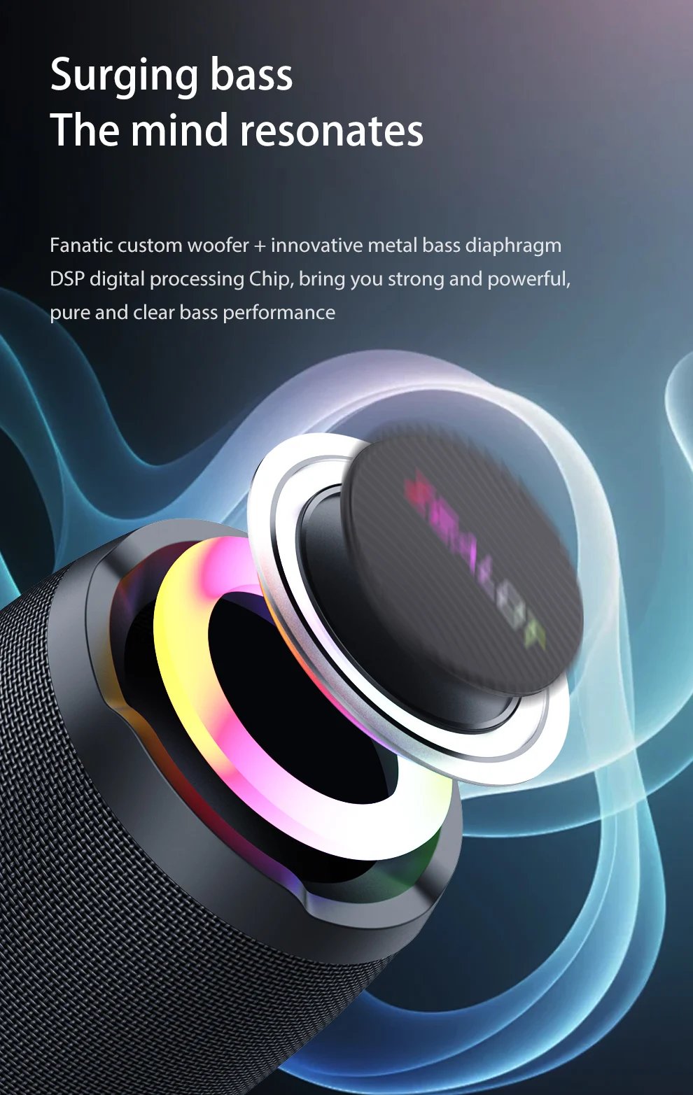 ZEALOT-S49 Tragbarer Bluetooth-Lautsprecher 360° Stereo-Sound 20W IPX6 Wasserdicht Kabelloser Bluetooth 5.2 Outdoor-Lautsprecher – Detail 8