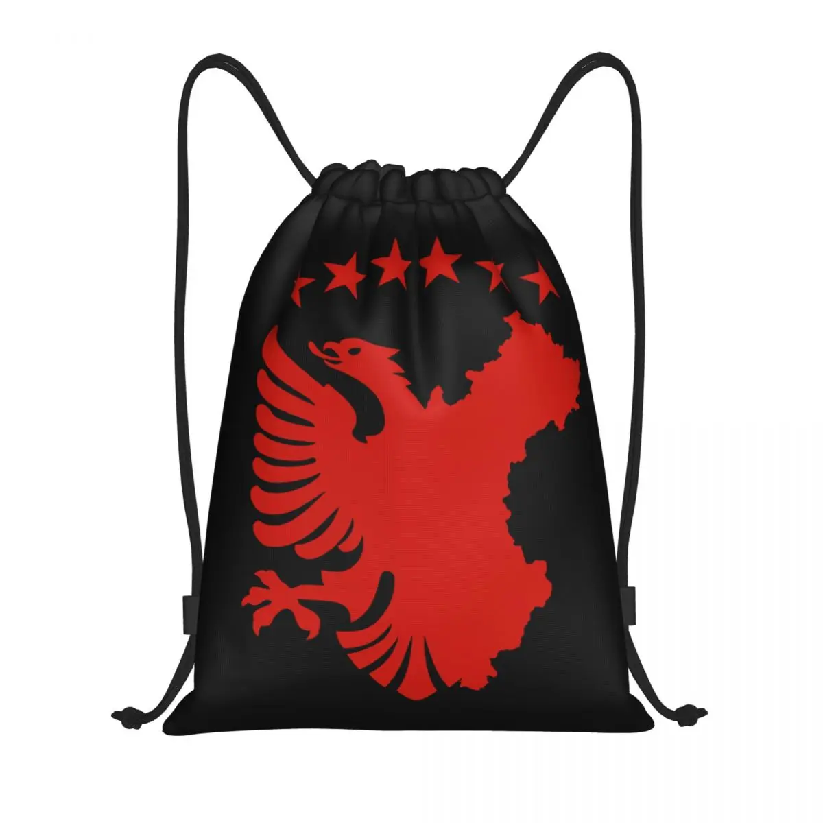 Shqipe Autochthonous Flag Essential Drawstring Backpack Sports Gym Bag for Women Men Kosovo Albania Eagle Shopping Sackpack