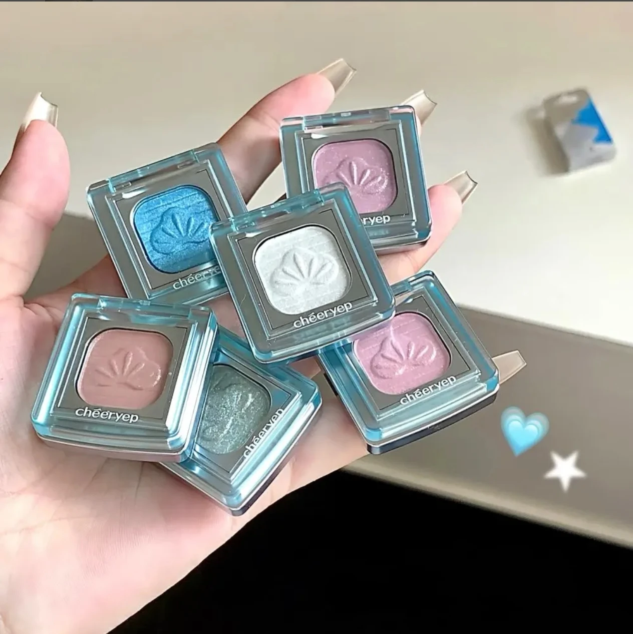 Qianyan Cheeryep-sombra de ojos monocromática individual, luminosa, al horno, 1,5g, resalta el brillo, paleta de maquillaje autoensamblada portátil