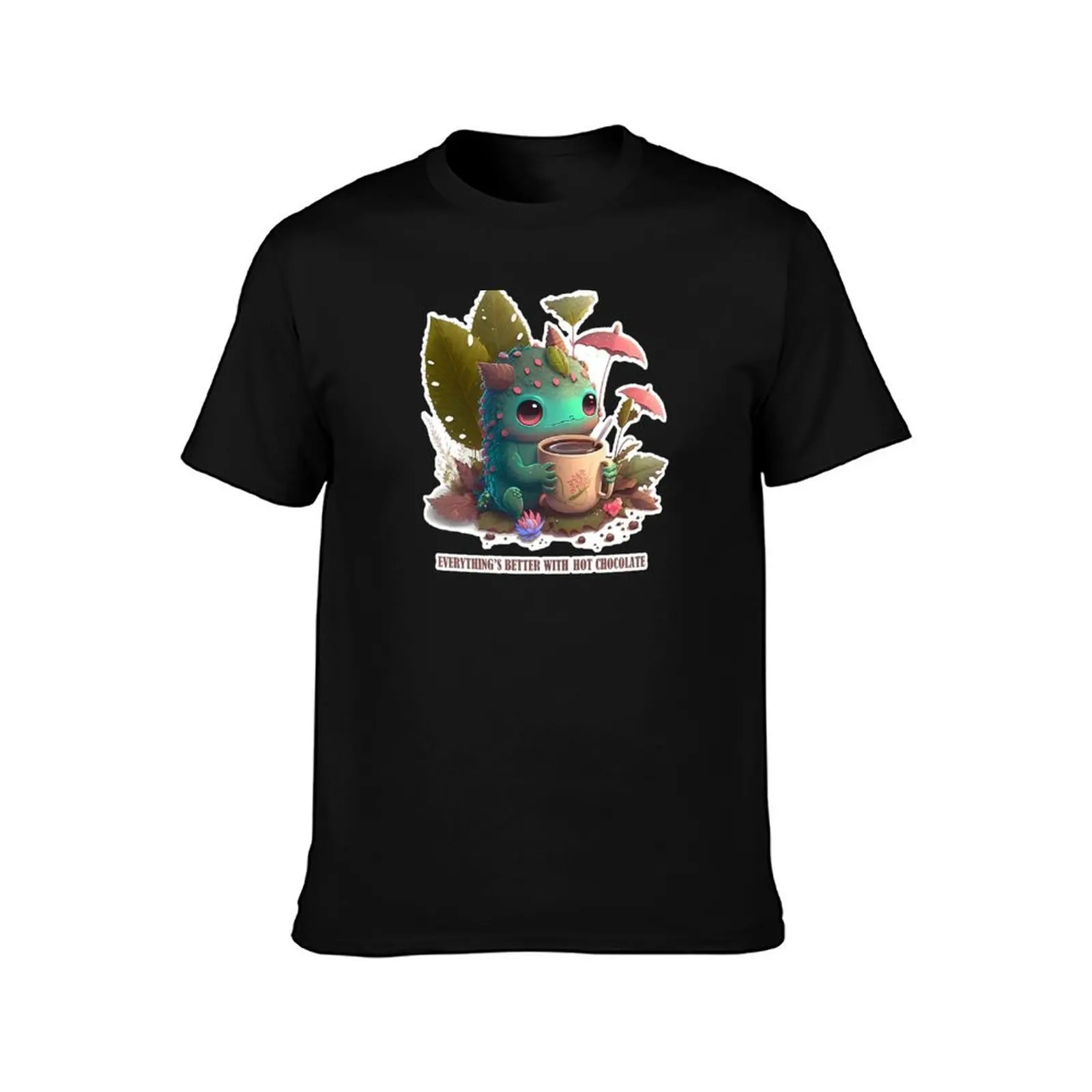 Cute Creature with Hot Chocolate #1 T-Shirt Soft Anti-Shrink Cotton Tee