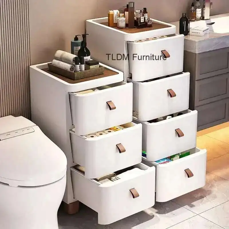 

Modern Drawer Type Bathroom Cabinets Gap Narrow Side Cabinet Creative Bathroom Furniture Home Kitchen Shelf Bedroom Nightstand L