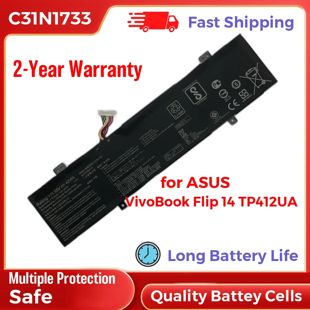 

Li-Polymer C31N1733 Battery Replacement for Asus VivoBook Flip 14 TP412UA Laptop Computers Long Battery Life 11.55V 42Wh