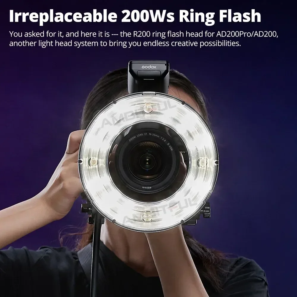 

R200 200W LED Ring Light Speedlite Flash Light Head for Sony Canon Nikon Fuji Olympus Camera AD200 AD200Pro Flash