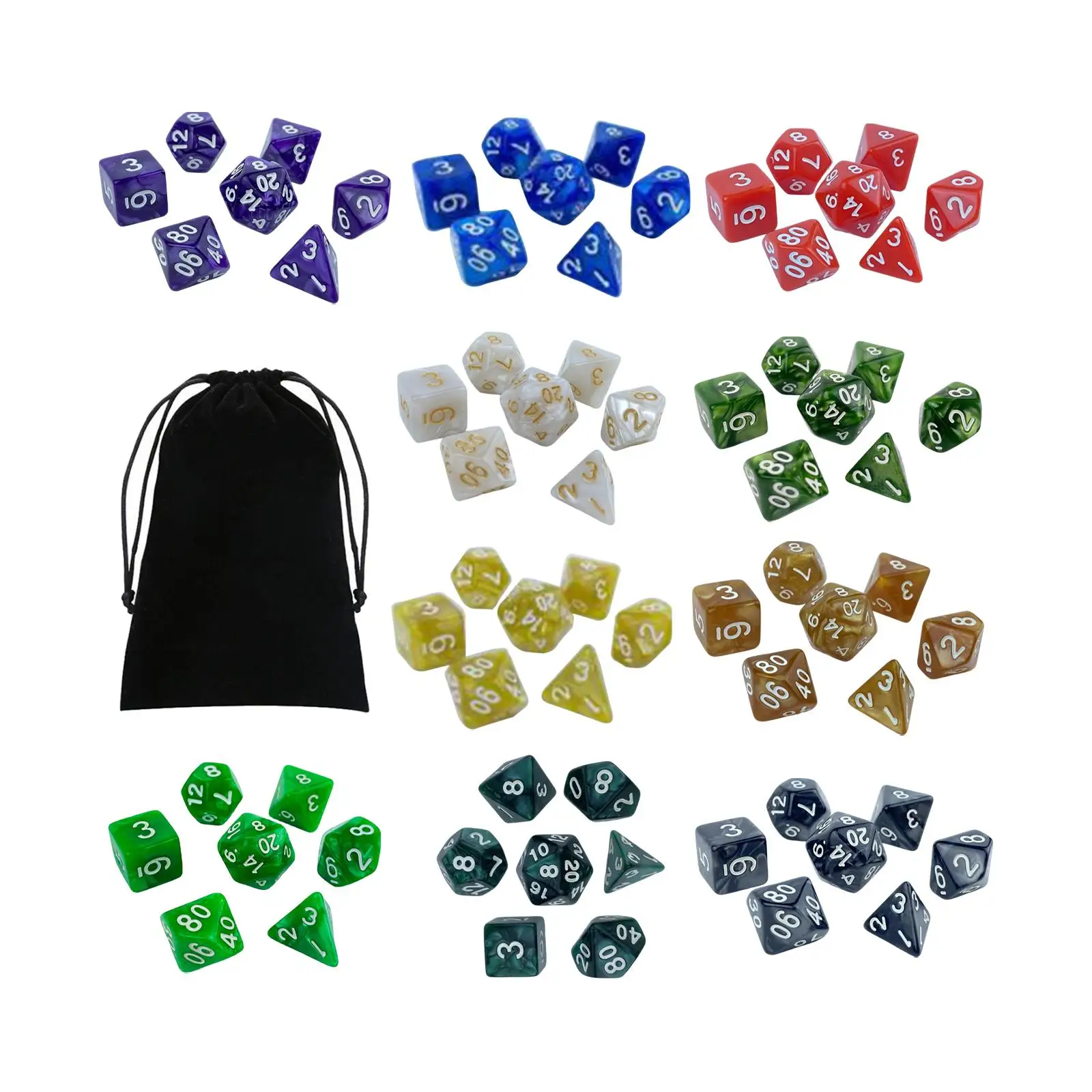 

70 Pieces Acrylic with Storage Toys Table Games Sets for D12 D8 D10 D6 D4