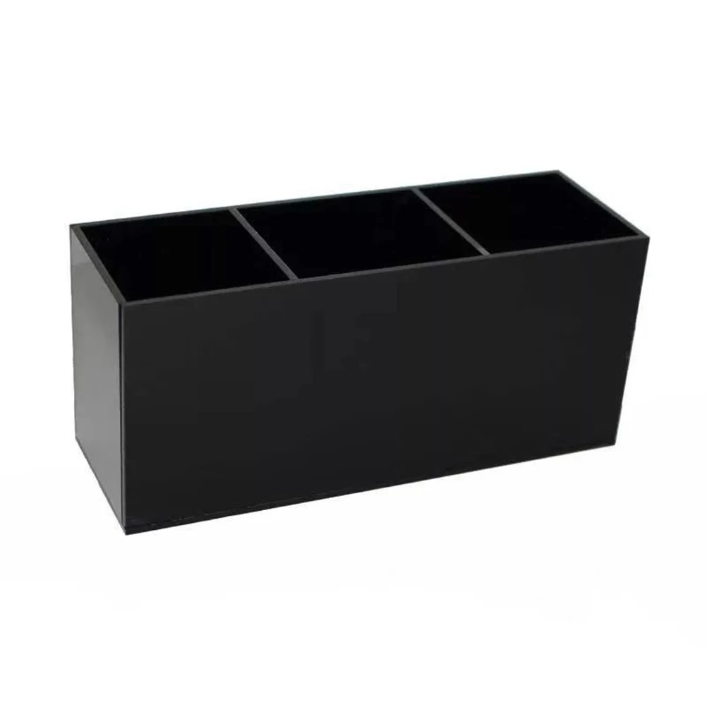 

Makeup Brush Storage Box 3 Grids Holder Transparent Canister Desk Organizer Acrylic Case For Brushes Long Handle Items