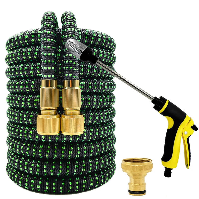 25FT-125FT Garden Hose Flexible Magic Water Pipe High Pressure Car Wash Gun Garden Irrigation Watering Tool