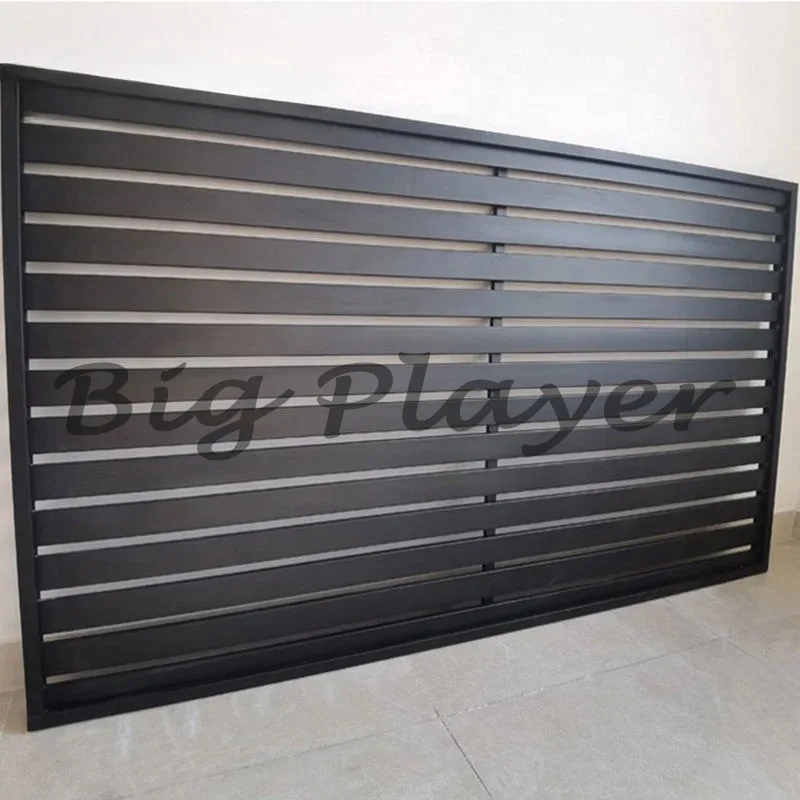 Cerca modular de design moderno, alumínio, metal, pátio horizontal, privacidade, ripas, painéis, cerca de jardim ao ar livre