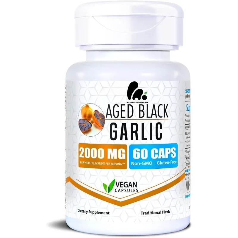 Fermented aged black garlic supplement 2000mg | 60 vegetarian capsules - non GMO gluten free