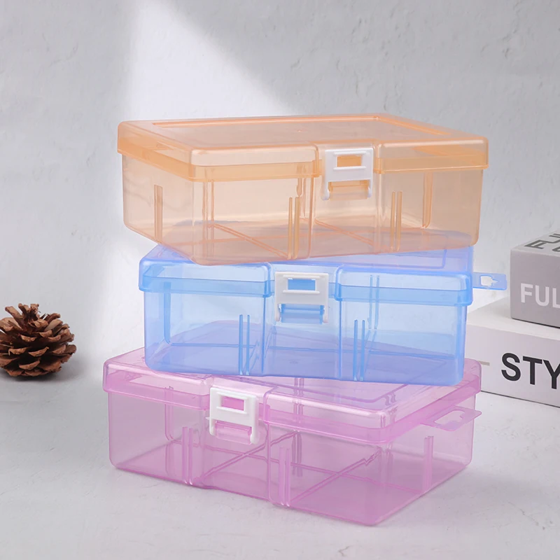 Transparent Plastic Storage Boxes For Jewelry Hardware Accessories Small Items DIY Crafts Cosmetic Storage Box Container 3Colors