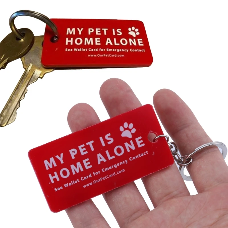 Pet Emergency Wallet Card Tags Pet zijn Home Alone Alert Tags sleutelhanger