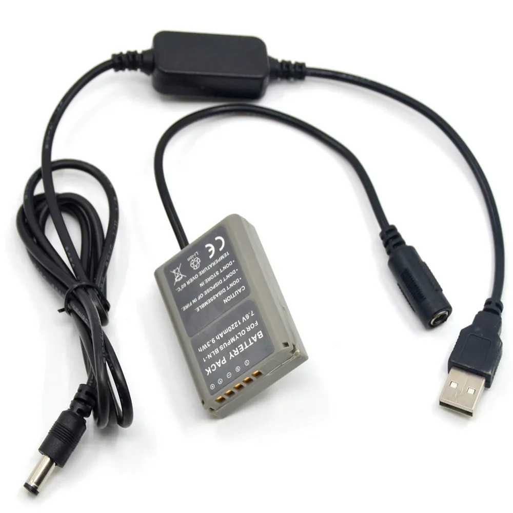 PS-BLN1 BLN-1 Dummy Battery+Power Bank 5V USB Cable Adapter For Olympus Camera OM-D E-M5 II 2 E-M1 PEN E-P5 Digital Camera