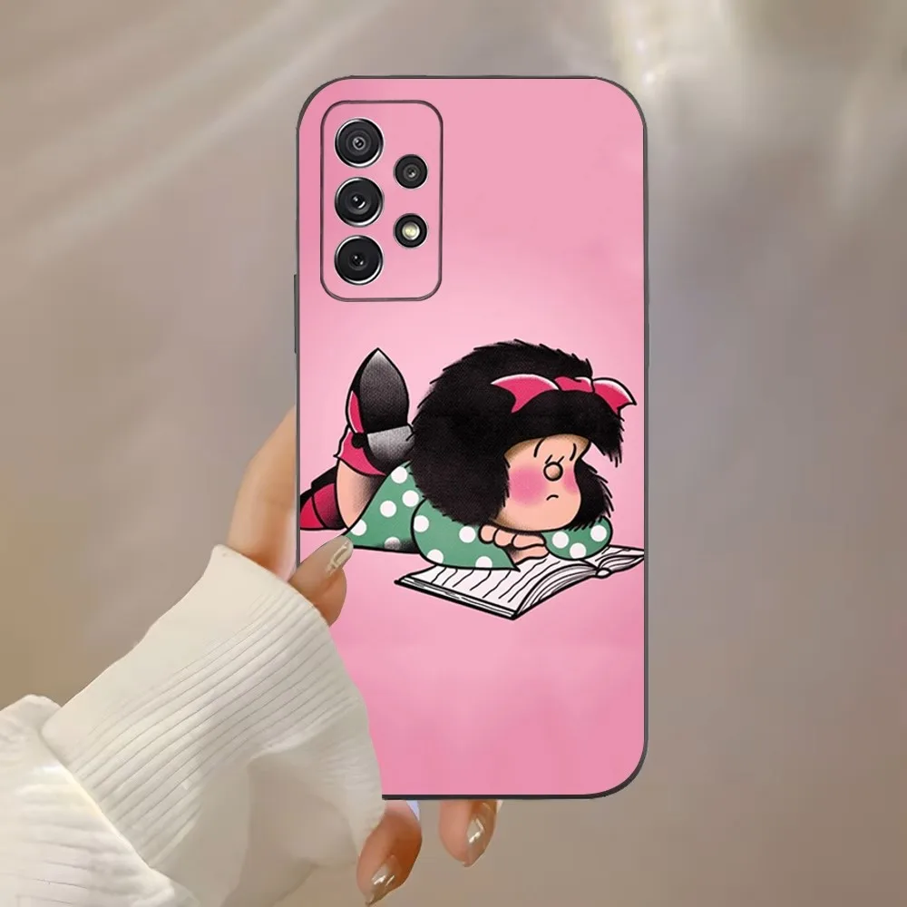 Cartoon M-Mafaldas-s Phone Case For Samsung Galaxy A91,A80,A73,A72 ,A71,A53A52,A32 ,A31A22,A21s,A20,Black Cover