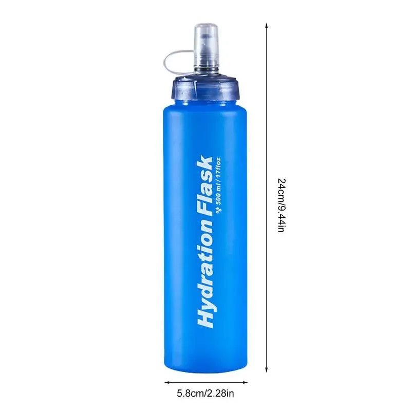 Soft Flask Folding Collapsible Water Bottle, TPU,  Traveling, Sport, Running Kettle, Hydration Pack Bag, Vest, 500 ml, 750ml