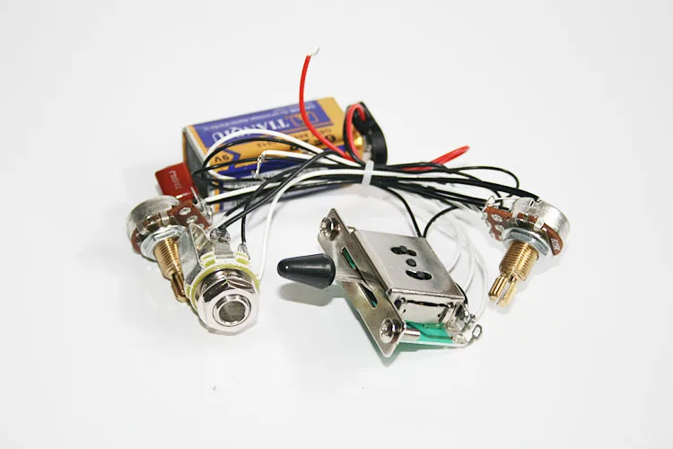 Active Electric Guitar Pickup with 3 Levels 1 Volume 1 Tone Complete Circuit and Wiring Assembly