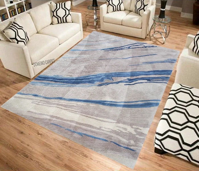 

Premium 100% Wool Carpet Cut Pile Hand Tufted Grey Blue Carpet