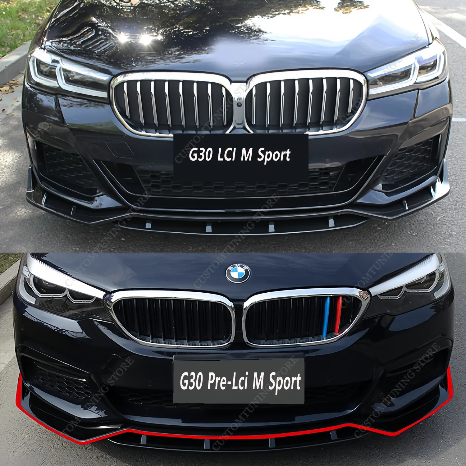 

Спортивный блеск для BMW G30 G31 M, Черный Автомобильный передний бампер, спойлер, сплиттер, диффузор M550i M550d 2017-2023, комплекты для тюнинга