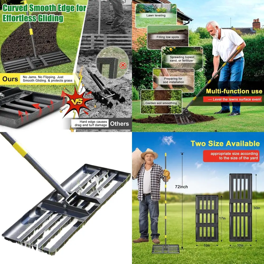 

Heavy-Duty 30x10 Stainless Steel Lawn Leveler with Adjustable Width and Smooth Edges
