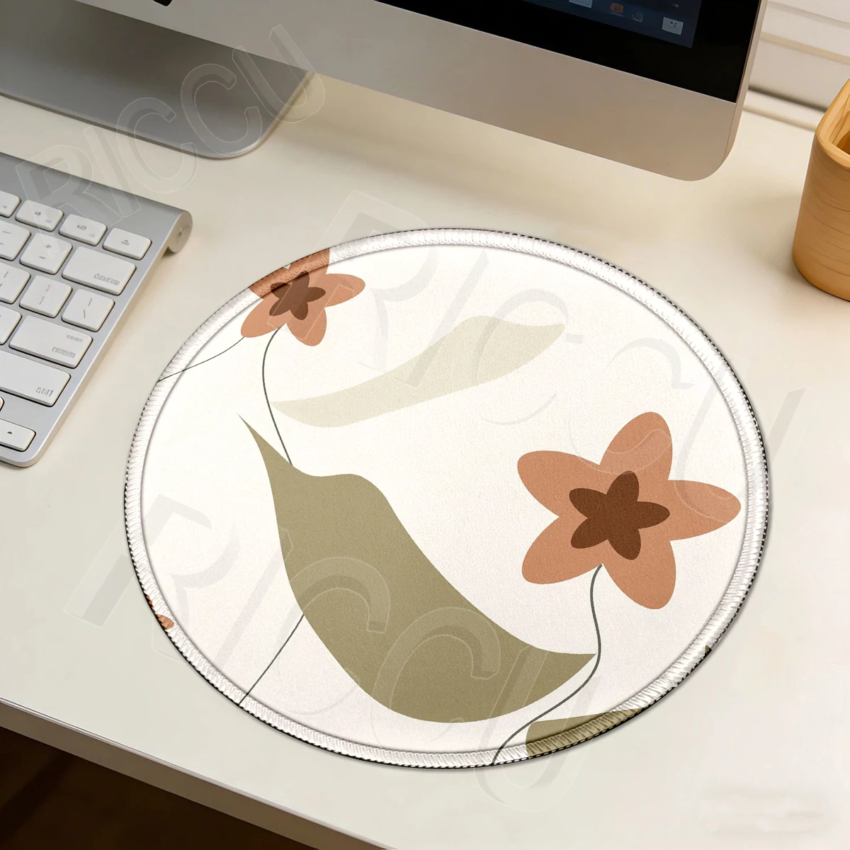 Round Mouse Pad Lock Edge Flower Minimalism Mousepad Gamer Speed Desk Pad E-Sports PC Keyboard Rubber Mousemat Table Decoration