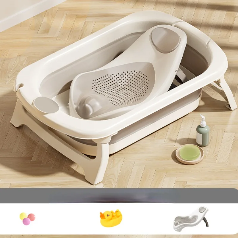 อ่างอาบน้ำเด็กพับได้แบบพกพาอ่างอาบน้ำทารกฝักบัวควบคุมอุณหภูมิได้ไม่ลื่นเบาะรองนั่งสำหรับเด็กแรกเกิดอ่างอาบน้ำอ่างอาบน้ำสำหรับเด็กปลอดภัยสำหรับบ้าน