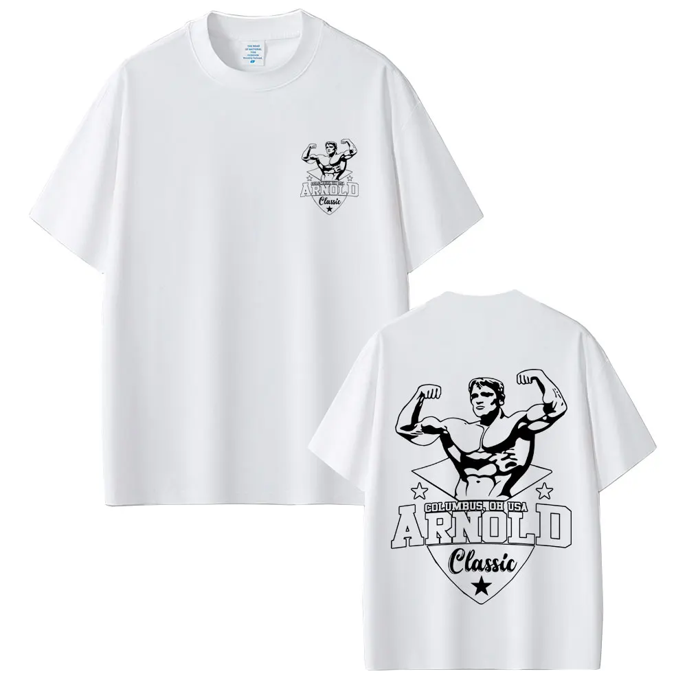 

Arnold Schwarzenegger Mr Olympia Fitness Gym T-shirt Men Causal Retro Cotton Short Sleeves T Shirt Men's Fashion Brand T-shirts
