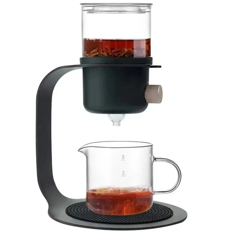 A21Q -Glass Tea Pot For Lazy Brewing - Flower Tea Pot With Drip Filter,Ideal For Tea And Freshly Ground Coffee,Household Use
