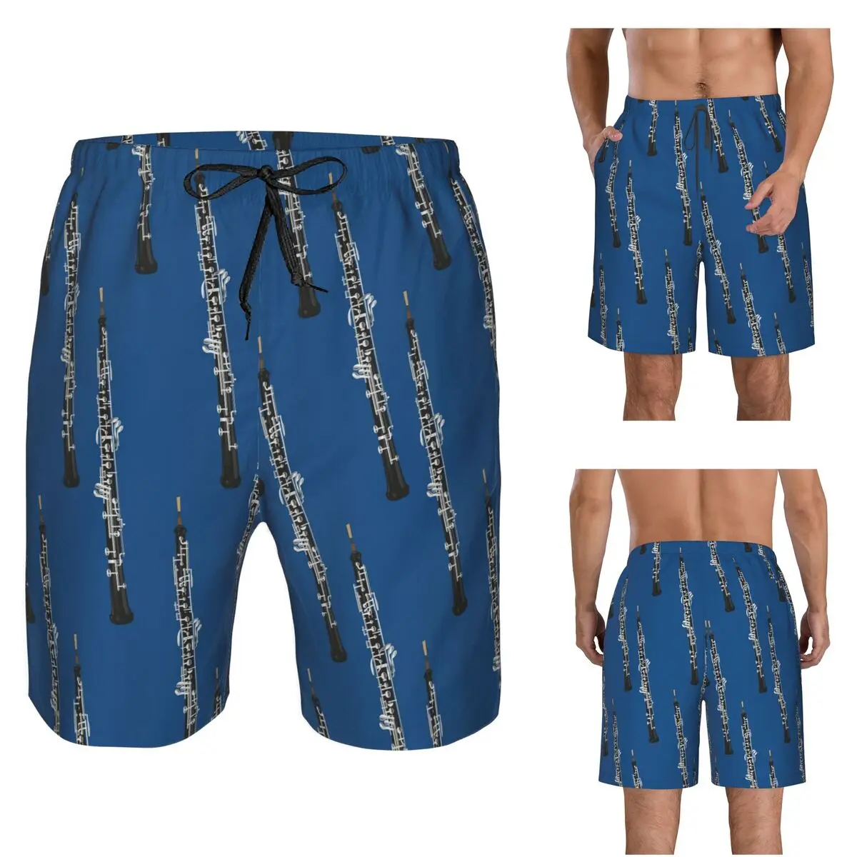 Oboe On Blue Trunks Beach Board Shorts Casual Quick Dry Swimming Summer Men Pants