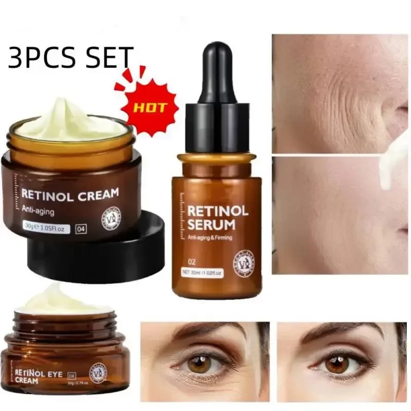 Retinol Anti-Falten-Gesichts creme Set Anti-Aging straffen Lifting verblassen feine Linie Serum glatte Haut aufhellung feuchtigkeit spendende Hautpflege