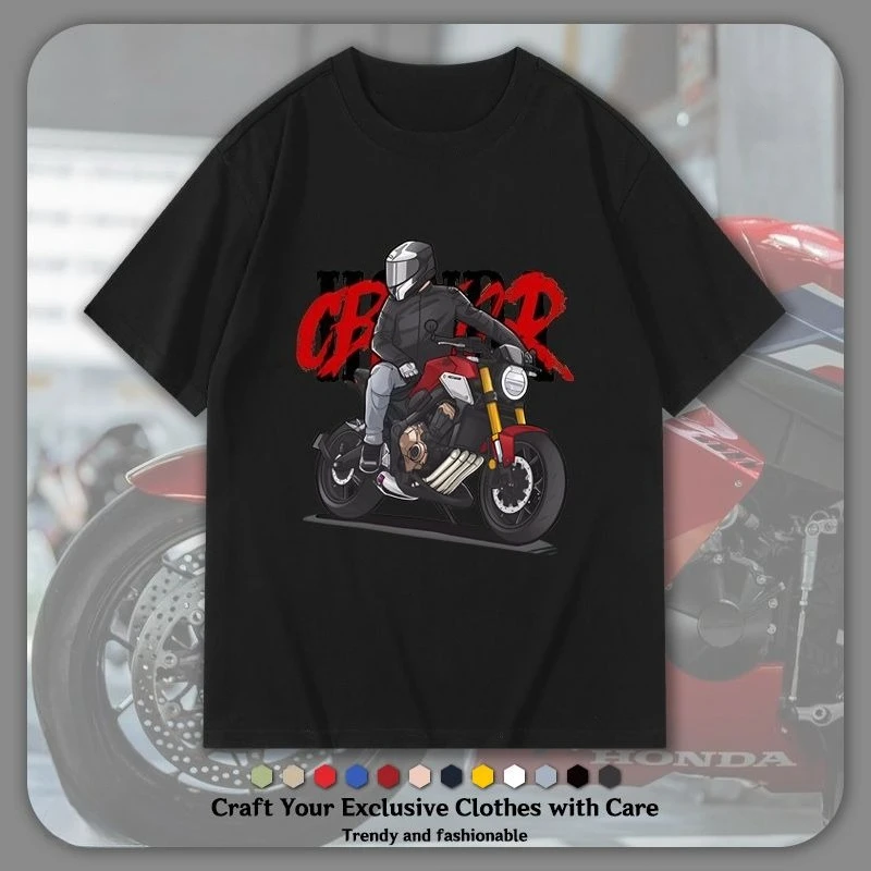 

Honda Men's and Women's T-shirt CB650R Retro Streetcar Friends Club Modified Motorcycle Summer Racing Short-sleeved Top