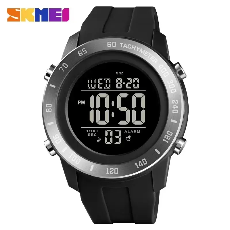 SKMEI-impermeável LED Digital relógios de pulso para homens, masculino Sport Watch, Chrono Hour, contagem regressiva, Big Dial, 2 Tempo, 1524