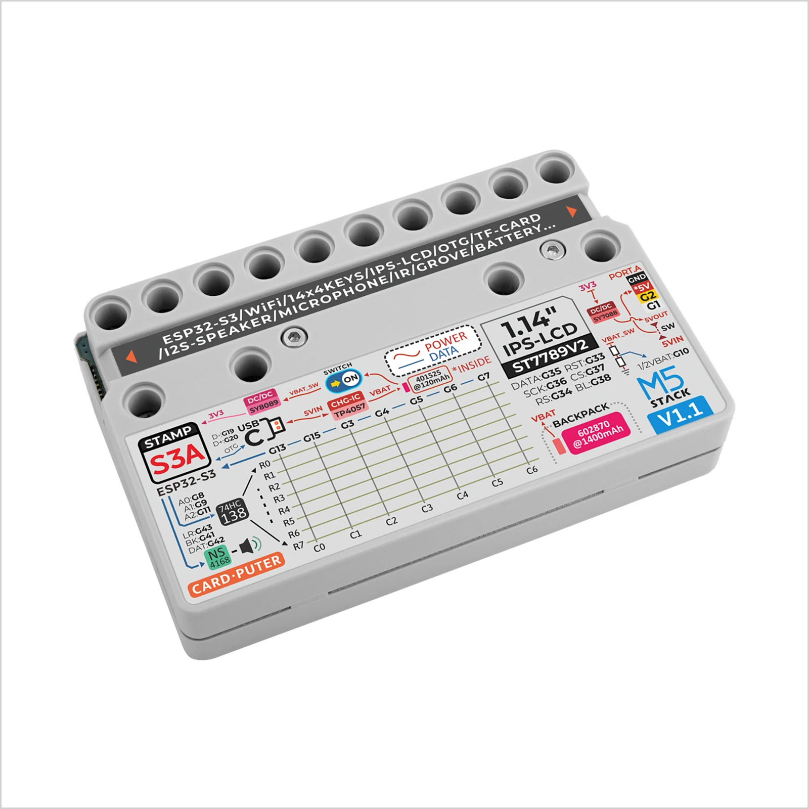 M5stack Official M5Stack Cardputer V1.1 Portable Computer M5StampS3A Devlopment Board 1.14 Inch Screen 56 Key Keyboard Card