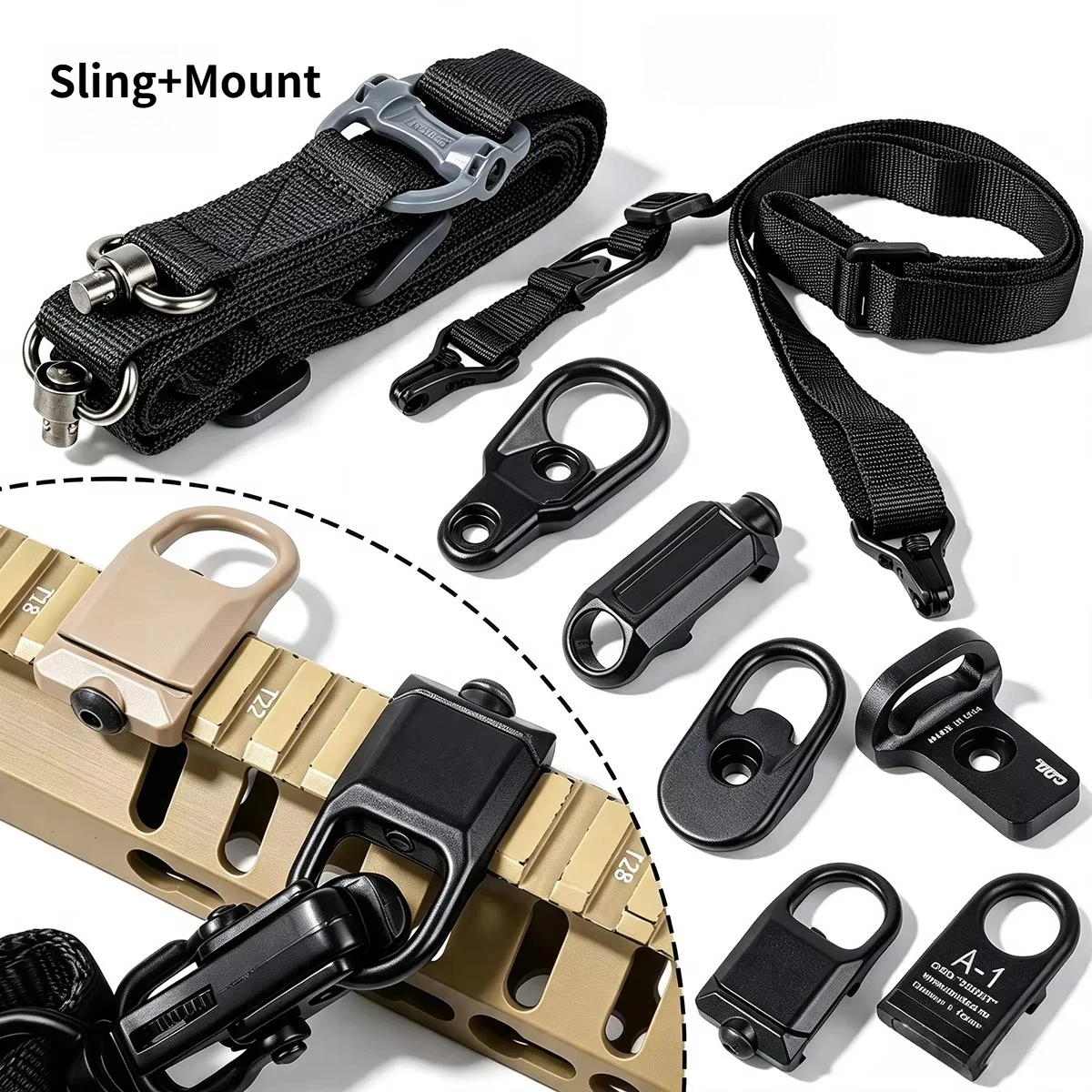 Sling With RSA Sling Swivel Mount GBB Paraclip QD Rail Slings Strap Quick Detach Adapter 20mm Picatinny Rail M-K Keymod
