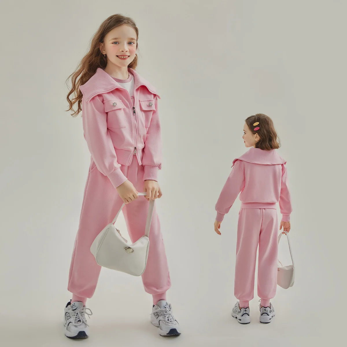 

Осенние детские комплекты для девочек, пальто на молнии с лацканами + спортивные спортивные штаны, комплекты из ткани для маленьких девочек, однотонные комплекты с длинными рукавами для девочек от 3 до 12 лет