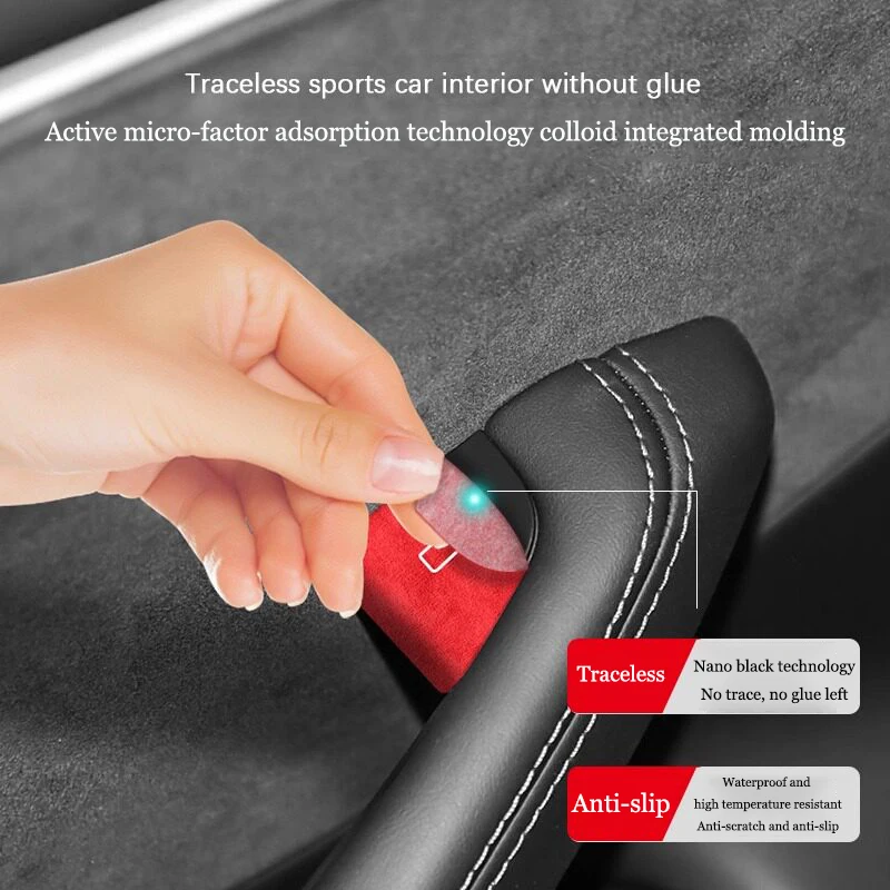 For Tesla New Model 3 Y Highland Juniper Car Suede Door Switch Button Trim Stickers Patch Trim Car Decorative Accessories