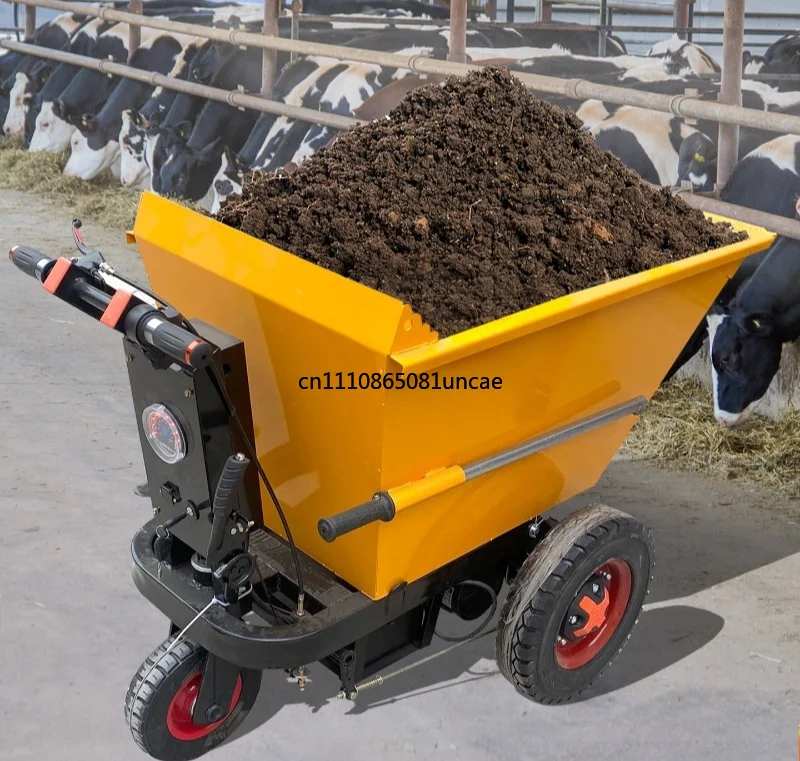 For Electric 3 Wheel Dump Trolley Construction Mortar Cart Farm Breeding Manure Flatbed Transport Carrier
