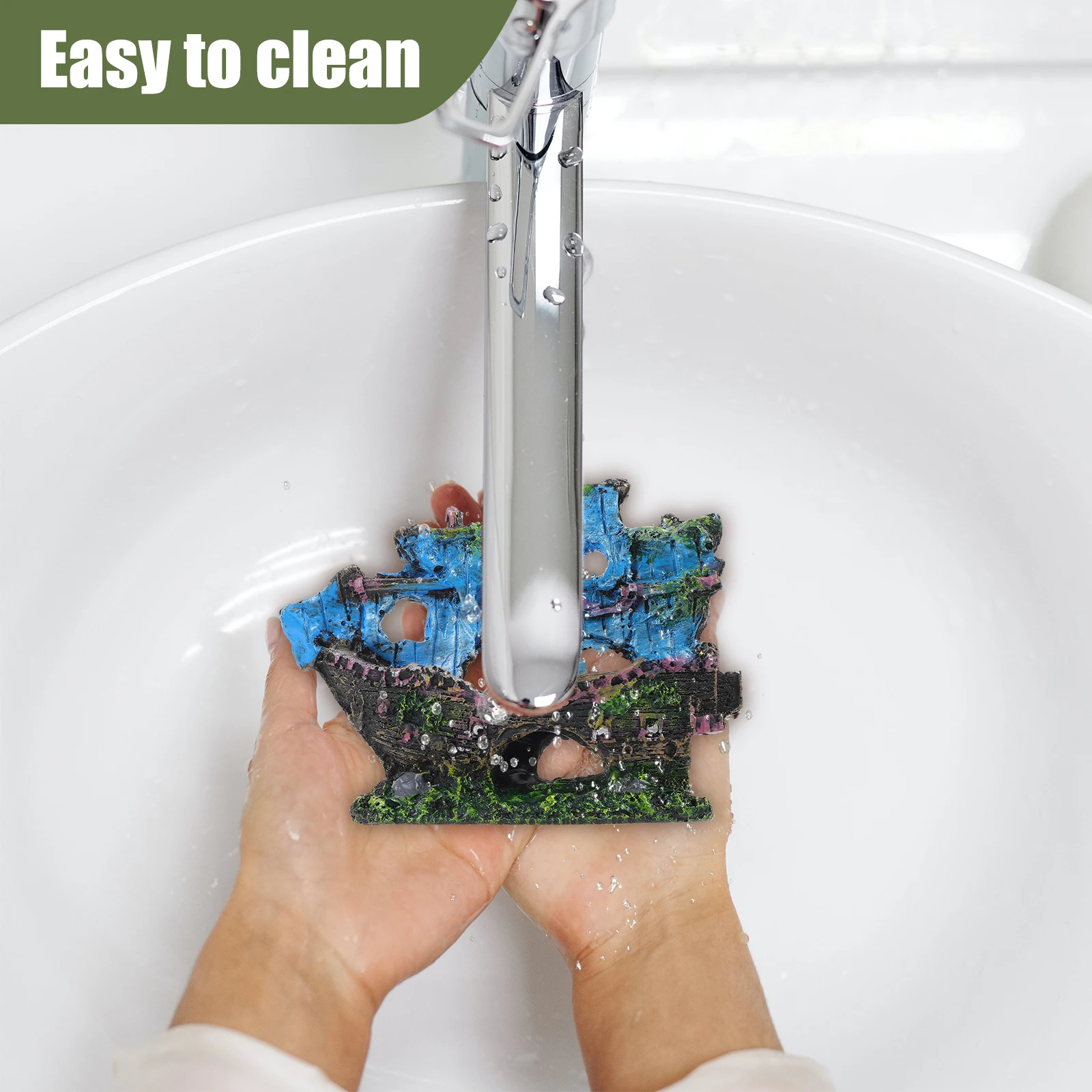 

Resin Sunken Decoration Tank Wreck Ornament Hiding Cave Lifelike Underwater Ship Fish Shrimp Hiding Place Aquarium Landscaping