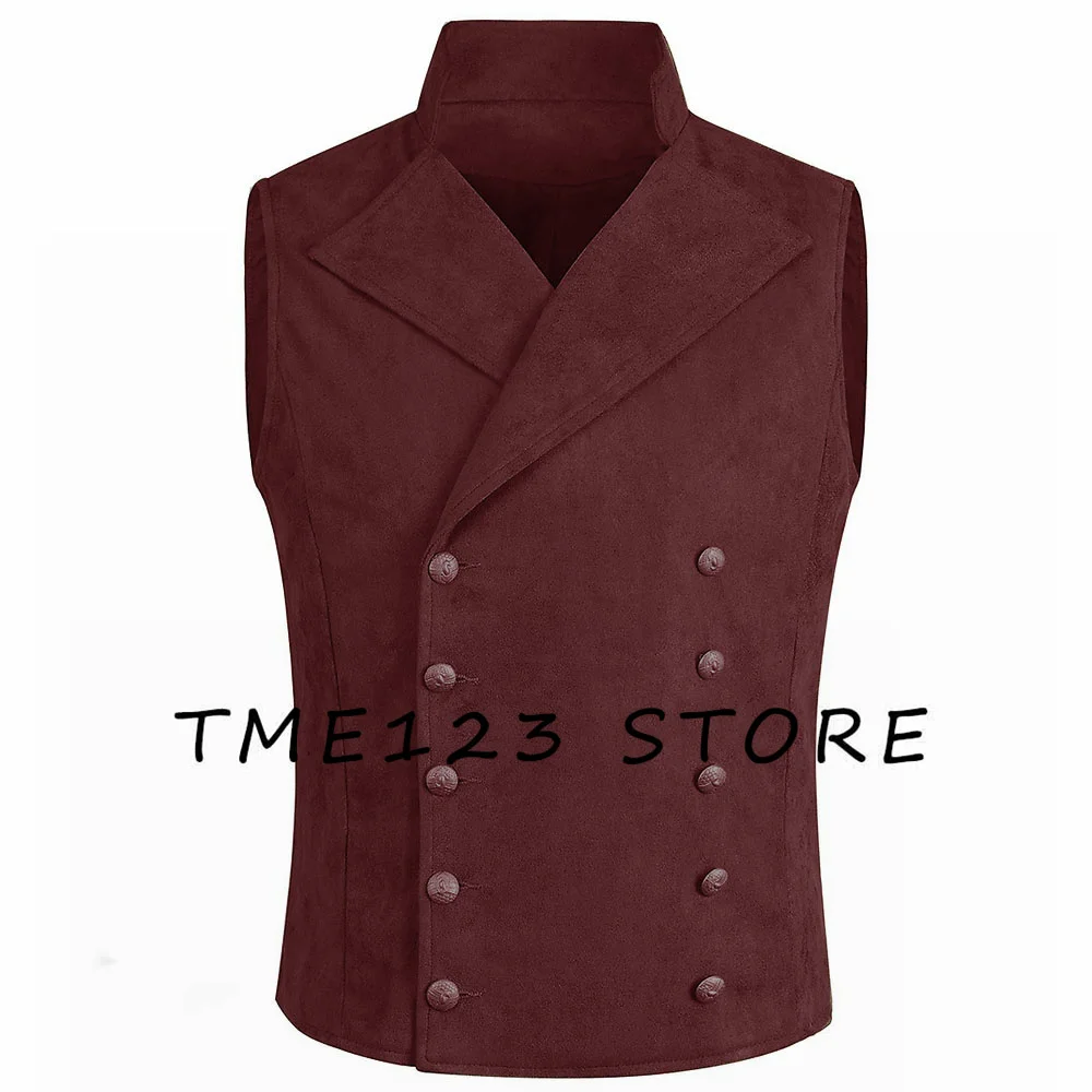 Men's Sude Vest Male Clothes Wang Cufflinks Formal Man Jackets Double Breasted Suit Steampunk Elegant Suits Vests Gilet Mens