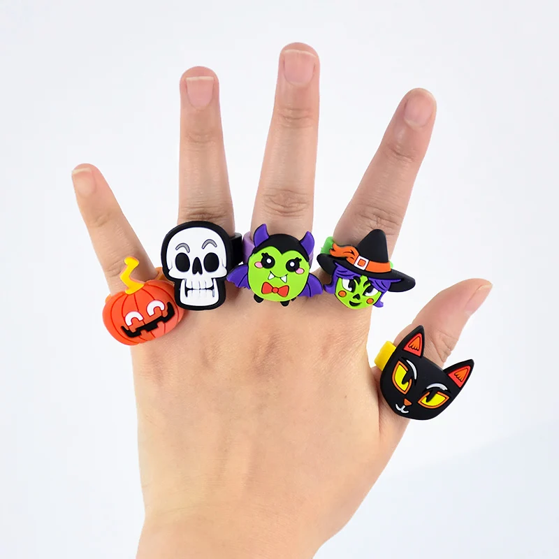 Halloween Party Kids Favors Toy Gift Jewelry Ring Bracelet Wristband Skull Pumpkin Bat Halloween Decorations Supplies