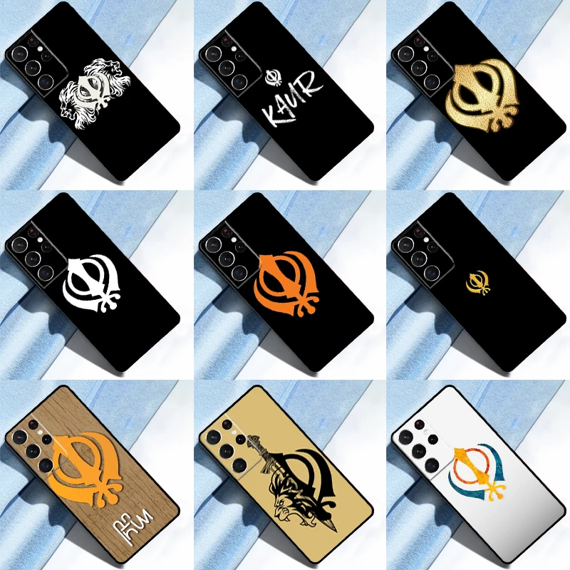 Khanda Sikh Symbol Case For Samsung Galaxy S23 S21 S20 FE S8 S9 S10 Note 10 Plus S10e Note 20 S22 Ultra Cover