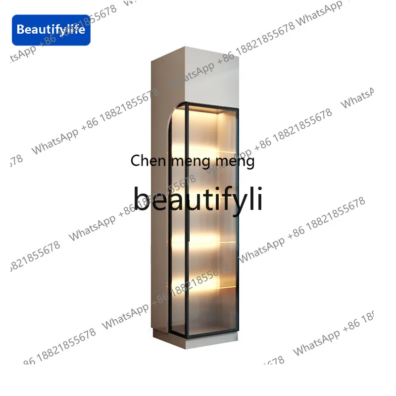 

cqy Light luxury corner glass display cabinet, living room wine cabinet, small apartment against the wall sofa locker