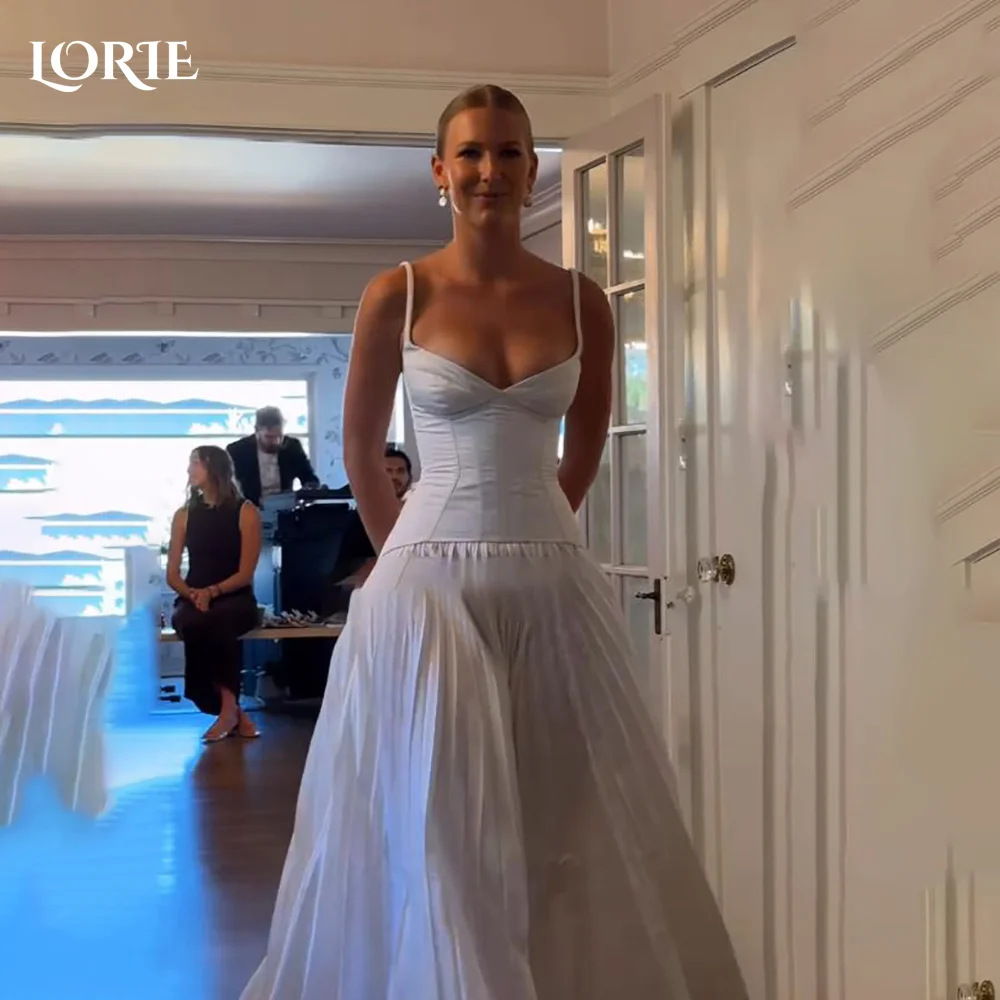 

LORIE Vintage Lace Wedding Dress Mermaid Spaghetti Straps Appliques Princess Bridal Gown CorsetTea Length Bride Gown Customized